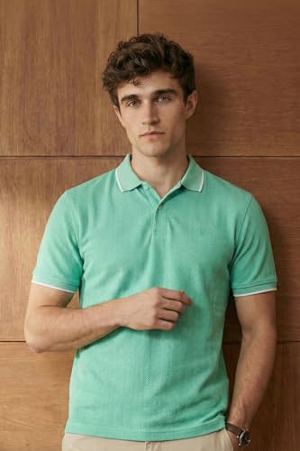 Image of Allen Solly Men's Polo T-Shirt | Premium Herringbone Texture | Solid | Regular Fit | Smart Casual Wear