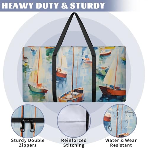 Modern Sailing Boat Extra Large Moving Bags Heavy Duty Storage Bags Cloth Wrap Around Handles Double Zipper Reusable Convenient Foldable Storage Tote for Travel Camping Space Save3