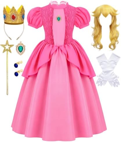Girls Princess Costume Kids Halloween Costumes with Wig Accessori...