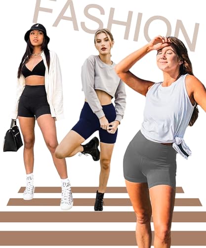 Image of FULLSOFT High Waisted Biker Shorts for Women-5 inch Tummy Control Fitness Athletic Workout Running Yoga Gym Shorts