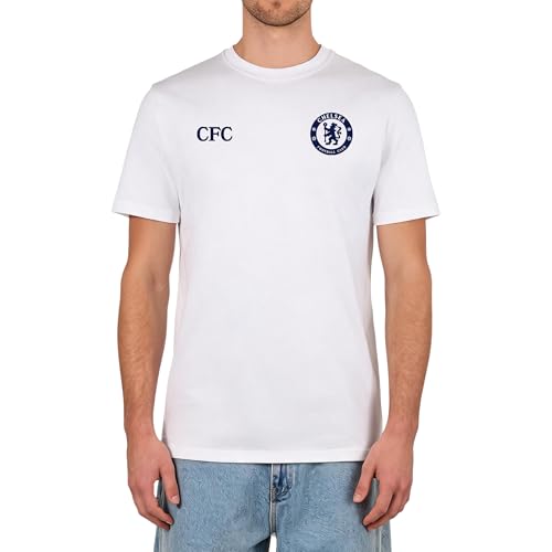 Icon Sports Chelsea FC Soccer Tee – Officially Licensed Unisex Short Sleeve Cotton T-Shirt 2-White L