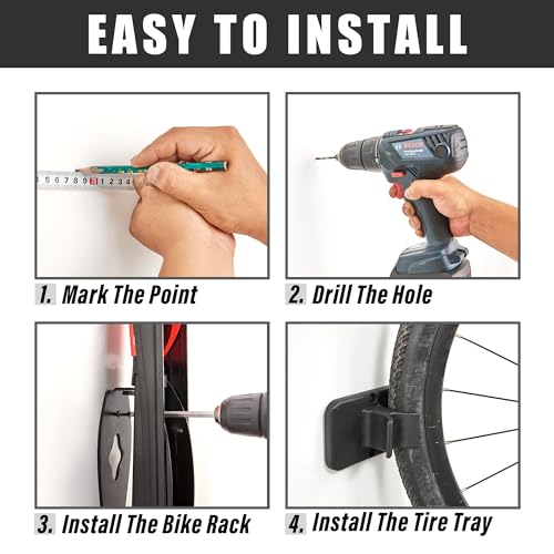 Wallmaster BIKEPAL Swivel Bike Rack, Wall Mounted Vertical Bike Storage Hanger, Space Saving for Home and Garage, 4 Pack - Thumbnail 5