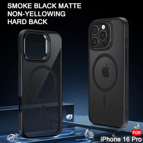 TheGiftKart Hybrid Back Cover Case for iPhone 16 Pro Compatible with MagSafe | Built-in Stand | Shockproof Hard Case Cover for iPhone 16 Pro (PC & TPU, Frosted Matte Back, Black Sides) 5 41GSyXQHysL