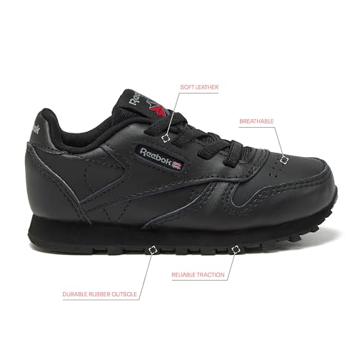 Reebok Classic Leather Girls & Boys Shoes for Kids, Toddler, Little Kid or Big Kid Sneakers, Black, 8 Toddler by Reebok - Image 2
