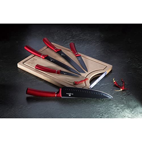 Berlinger Haus Burgundy professionelles Küchenmesser-Set mit Bambus-Schneidebrett