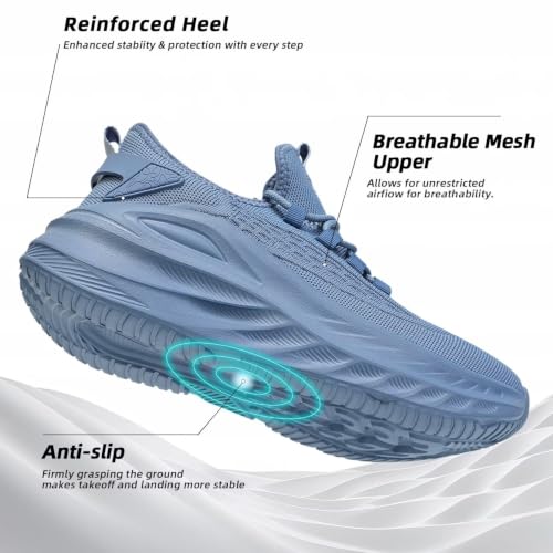 Image of Pozvnn Mens Walking Shoes Fashion Tennis Walking Slip on Sneakers Casual Gym Workout Lightweight Comfortable Trainers