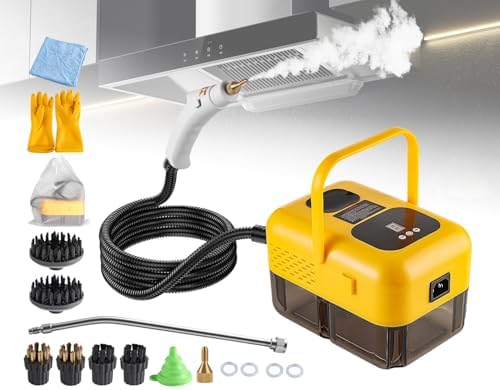 Steam Cleaner for Home, Handheld 2500W High Pressure Steamer for Cleaning, 9-Level Multipurpose Steam Cleaner for Car Floor Upholstery Kitchen Bathroom Grout Tile, 14 Accessories Included, Yellow