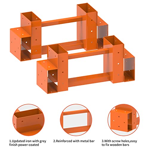 Firewood Log Storage Rack Bracket Kit With Screws Steel Fireplace Wood Storage Holder Outdoor Indoor - Adjustable To Any Length, Rust Proof, Heavy Duty (2 Brackets Kits And 2 Connectors) #TOP3