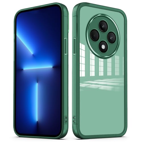 YUXING Cover per Oppo Reno 12 F 5G 4G / Reno 12 FS 5G 4G Custodia Trasparente con Pellicola Protettiva Lenti Morbida Ultra Sottile Antiurto Bumper Slim Case - Verde