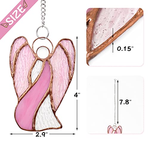 image for Levfla Angel Stained Glass Suncatcher Window Hanging Ornament with Cha