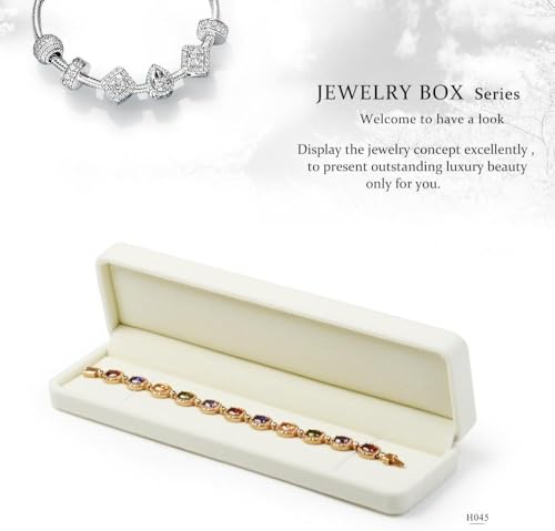 Velvet Bracelet Necklace Box Jewelry Gift Boxes for Bracelet Necklace Chains Choker For Birthday, Wedding, Valentine's Day Mother's Day Gifts (White)