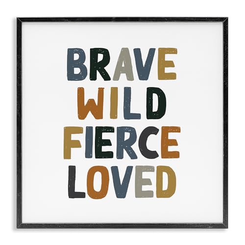 Brave Wild Fierce Inspirational, 17 x 17 Inch Framed Giclée Print