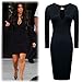 OFTEN Women Lady Keyhole with Metal Buckle Bodycon Pencil Party Dress,Black,Small