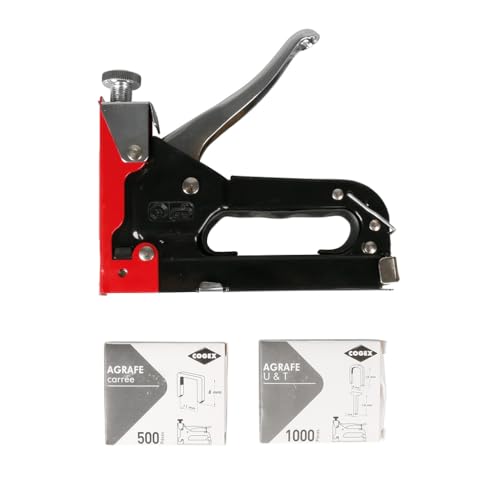 Agrafeuse-cloueuse manuelle Cogex 60116 en coffret rigide pour agrafe et clou