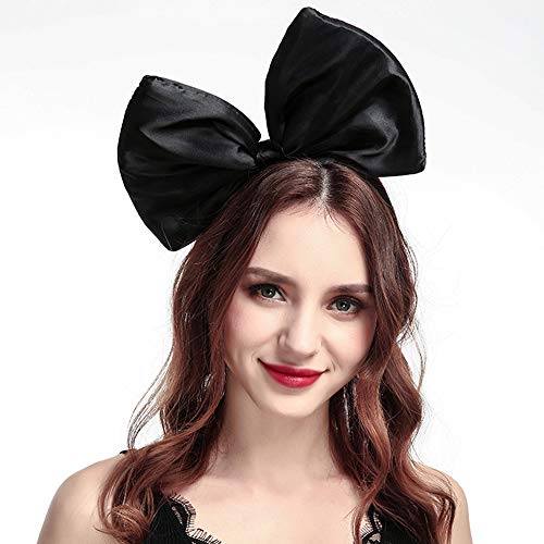 Bow Headband Bowknot Hair Bands Big Bow Halloween Hair Hoop Women Girls Bow Hairband Party Decoration Headdress Cosplay Costume Headwear Handmade Headpiece Christmas Hair Accessories 1 Pack Black #TOP2