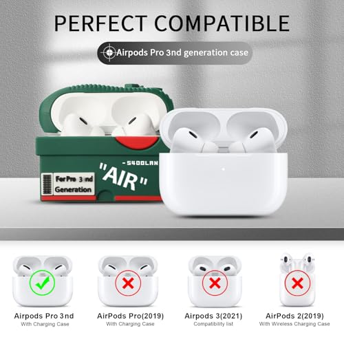 Image of [2Pack] Compatible Airpods Pro 3 Case (2025),3D Cute Cartoon Shoe Box Soft Silicone Protective Cases for Apple AirPods Pro 3rd Generation Case,Airpod Pro 3 Cover with Keychain for Women Men,Red+Green