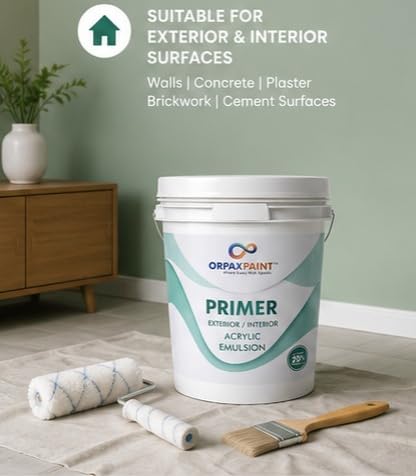 Image of Acrylic Emulsion Primer | Interior & Exterior Wall Primer | Water-Based Acrylic Primer | Excellent Coverage | Strong Adhesion | Low VOC | 10 Ltr