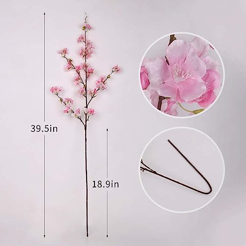 Yibelaat Artificial Flowers Cherry Blossom Branches Fake Flowers, Cherry Blossom Decor Pink Cherry Blossom Flowers Artificial Tree 40 Inches 4Pcs For Home Dining Decor Floor Vase #TOP3