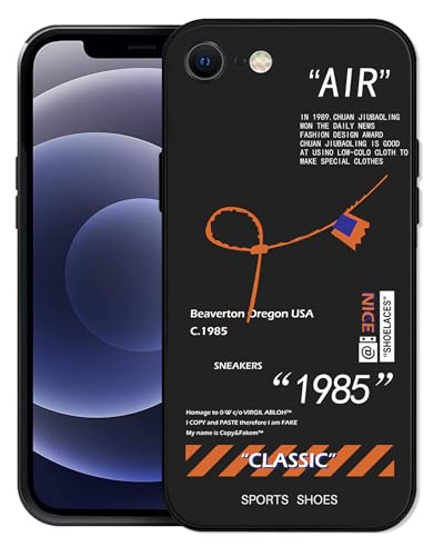 Cool Sports Style Compatible with iPhone 7/8/SE Case, Slim TPU Creative Black White Letters Design Phone Case with Camera Protection for Men Boys Girls 4.7 inch Black