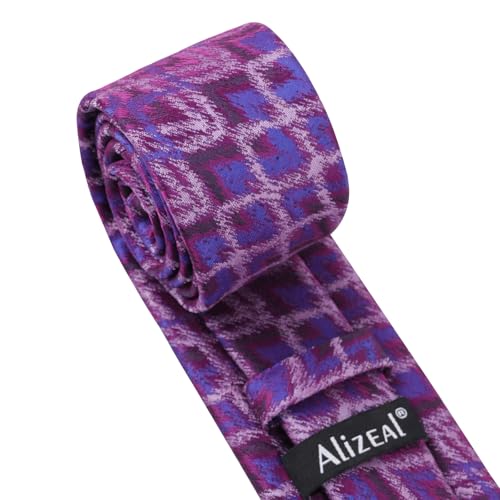Image of Alizeal Mens 3.15'' Gradient Novelty Pattern Tie Set with Pocket Square Casual Color Tie Set