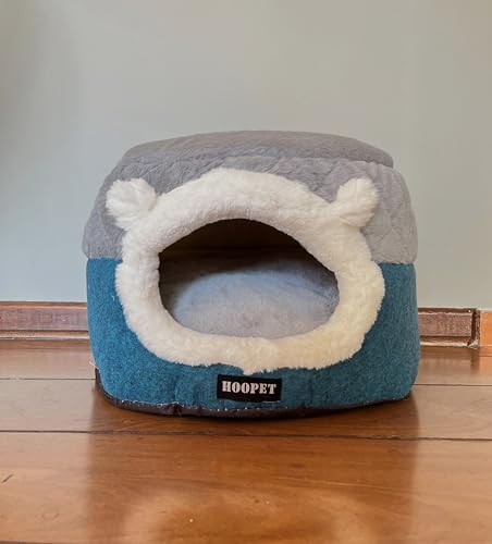Toca Cama Caminha para Cachorros Cães Gatos Pequeno até 5 kg 50 x 36 Azul e Cinza Lavavel Dobrável 2
