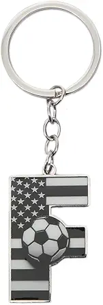 Bag Charms Initial A-Z Letter Keychain Bag Charm Soccer Keychain for Handbags Sports Bag