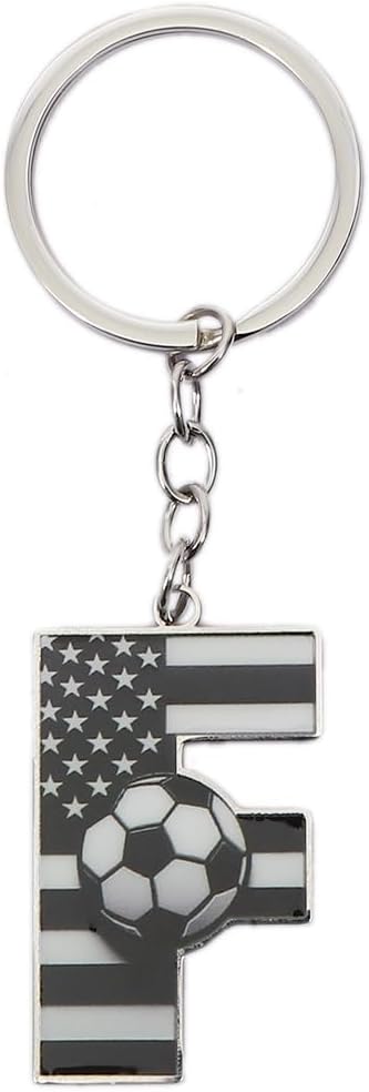 Bag Charms Initial A-Z Letter Keychain Bag Charm Soccer Keychain for Handbags Sports Bag