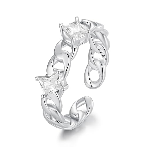 Bague maillons de chaîne argent sterling ajustable pour doigts sensibles