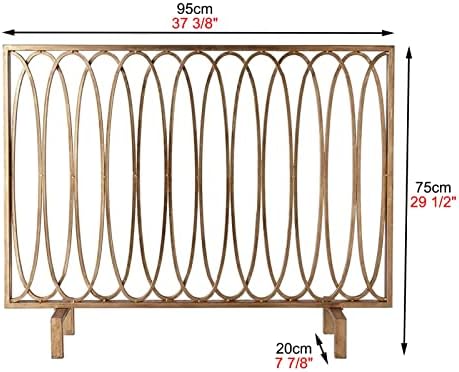 Metal Fireplace Screen Cover - Single Panel Fire Guard, Heavy Duty Decorative Spark Protector for Indoor Use - Stylish Gold and Black Design, Safe Fire Safety Solution