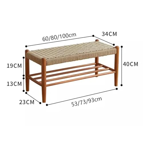 Tabouret en rotin 60cm et meuble à chaussures d'entrée discret