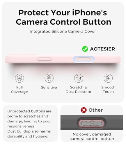 AOTESIER Magnetic for iPhone 16 Plus Case, Silicone | Full Camera Protection | Integrated Camera Control Button | MagSafe Compatible | Anti-Scratch Microfiber Lining Phone Case, Chalk Pink - image 5