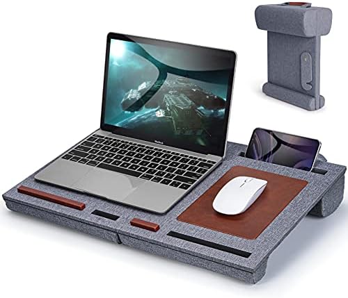 Handmade Folding Laptop Desk, Laptop Lap Desk for Lap, Laptop Table for Bed Sofa, Laptop Stand with Mouse Pad, Grey