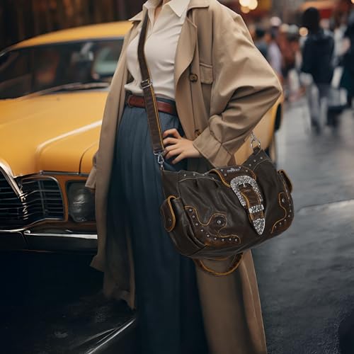 Image of Angel Kiss Hobo Bags for Women Vegan Leather Purses and Handbags Ladies Chic Shoulder Bags Crossbody Purses with Metal Studs