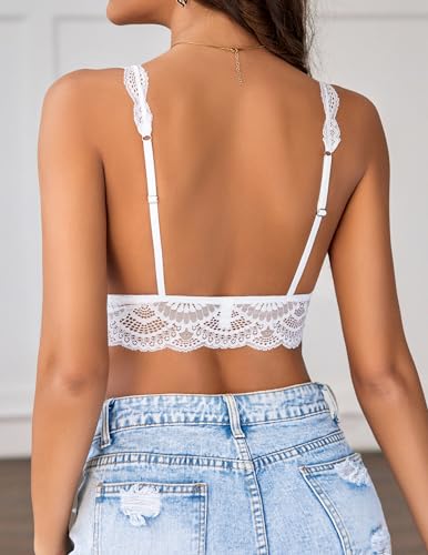 Avidlove Lace Bralettes Womens Triangle Plunge Wireless Bras Camisole Tops Cami Strappy Sexy Soft3