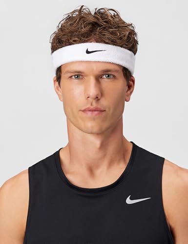 Image of NIKE Swoosh Classic Headband, Unisex - White /Black, ONE Size