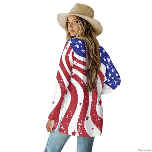 Image of Forchrinse Red Ladybug Cardigan for Women Causal Long Sleeve Open Front Cardigans Sweater Fashion 2024 Fall Coat with Pockets