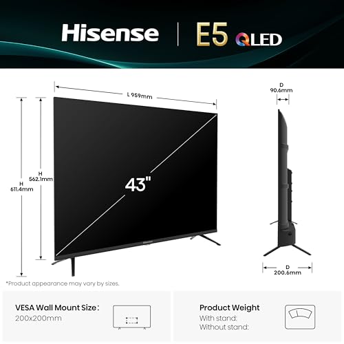Image of Hisense 108 cm (43 inches) E5S Series Full HD Smart Hi-QLED Google TV 43E5S
