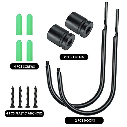 Toresper 2Pcs Curtain Holdbacks, Metal U Shaped Hook Wall Mounted Tassel Curtain Tieback Hook Drapery Tiebacks Curtain Accessories Decorative Curtain Drapery Holdback,Black - Thumbnail 3