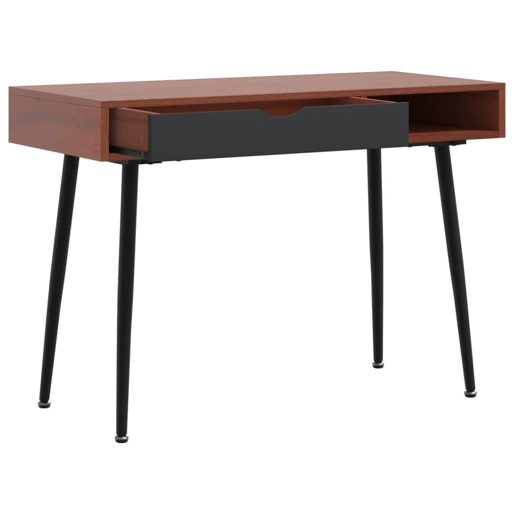 Scrivania Porta Computer con Cassetto Marrone 110x50x75 cm | Tavolo da lavoro salvaspazio per studio o ufficio, con piedini regolabili e solida struttura in metallo.