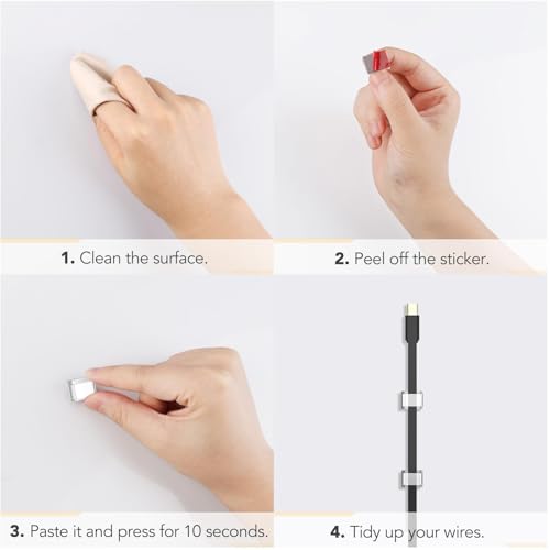 Image of AGPTEK 100 Cable Clips Self Adhesive Adjustable Premium Acrylic Cable for Electric Wire Storage Cable Ties for Office / PC / Charger / Lamp / LED Strip / Car / Home - Transparent