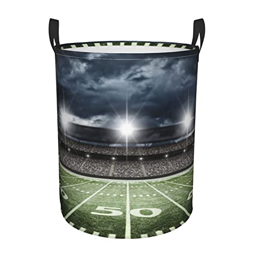 Stadium Football Satdium Field Light Night Laundry Basket Circular Hamper Clothes Storage Bucket Daily Necessities Storage Bag S/M Two Sizes #TOP22