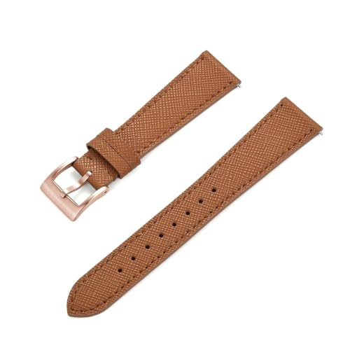 Correa de cuero de 22 mm marrón y oro rosa ideal para oficina y salidas casuales