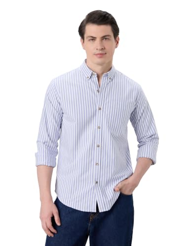 Image of Symbol Premium Mens Striped Oxford Smart Casual Shirt | 100% Cotton | Button-Down Collar | Regular Fit