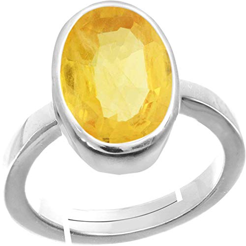 Pukhraj saphir jaune bague astrologique Panchdhatu argent homme femme Small
