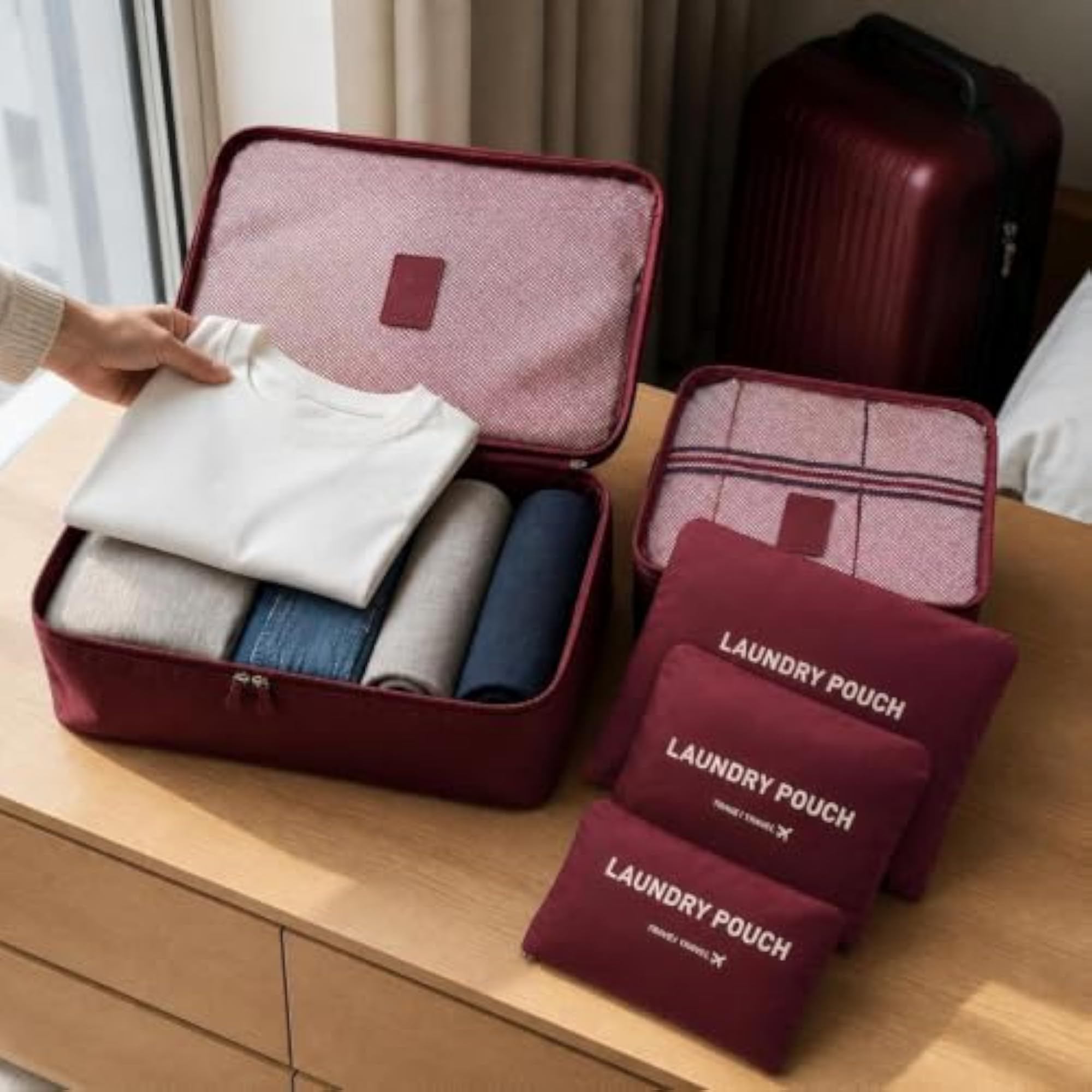 6-Piece Waterproof Travel Packing Cubes Set with Mesh