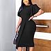 C-D29 Black Ladies Crewneck Dresses Work Office Formal Prom Party Evening Elegant Dresses Homecoming Dress for Women Ruffle Sleeve Slim Tunic Basic Fall Summer Dresses 2025 VP L