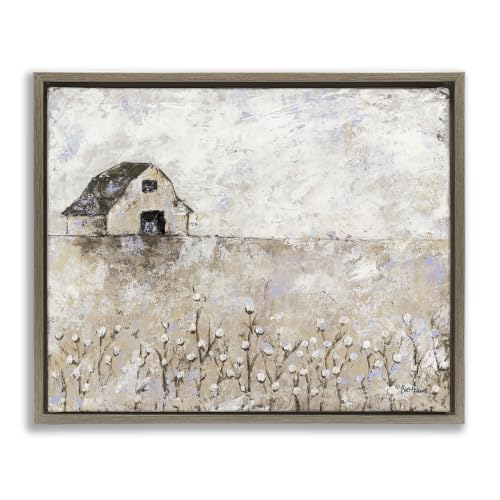 White Barn Distressed Landscape, 16 x 20 Inch Canvas in Floater Frame