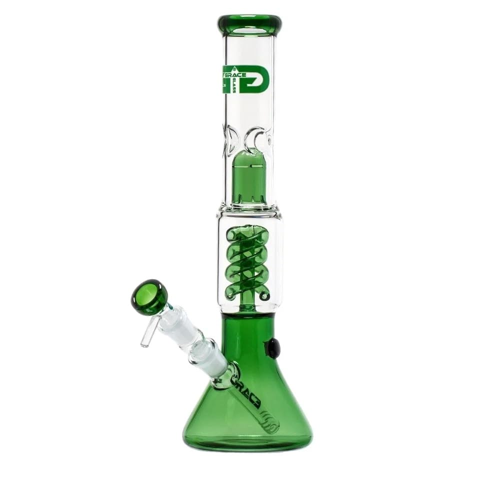 Grace Glass OG Series Beaker Bong Spiralperkolator Grün 35cm 18.8mm Schliff 4mm Borosilikatglas