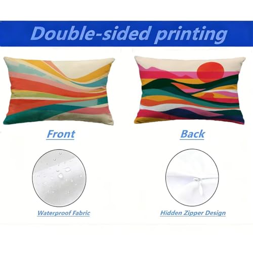 Housse de coussin extérieur 70x90 cm lot de 2 imperméable effet lin - 3