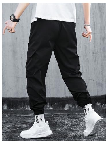 OYOANGLE Men's Letter Patched Drawstring Waist Jogger Pants Athletic Workout Sweatpants with Pocket Streetwear2